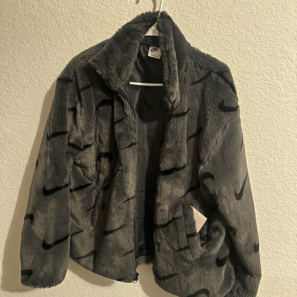 Women's Sportswear Plush Printed Faux Fur Jacket
